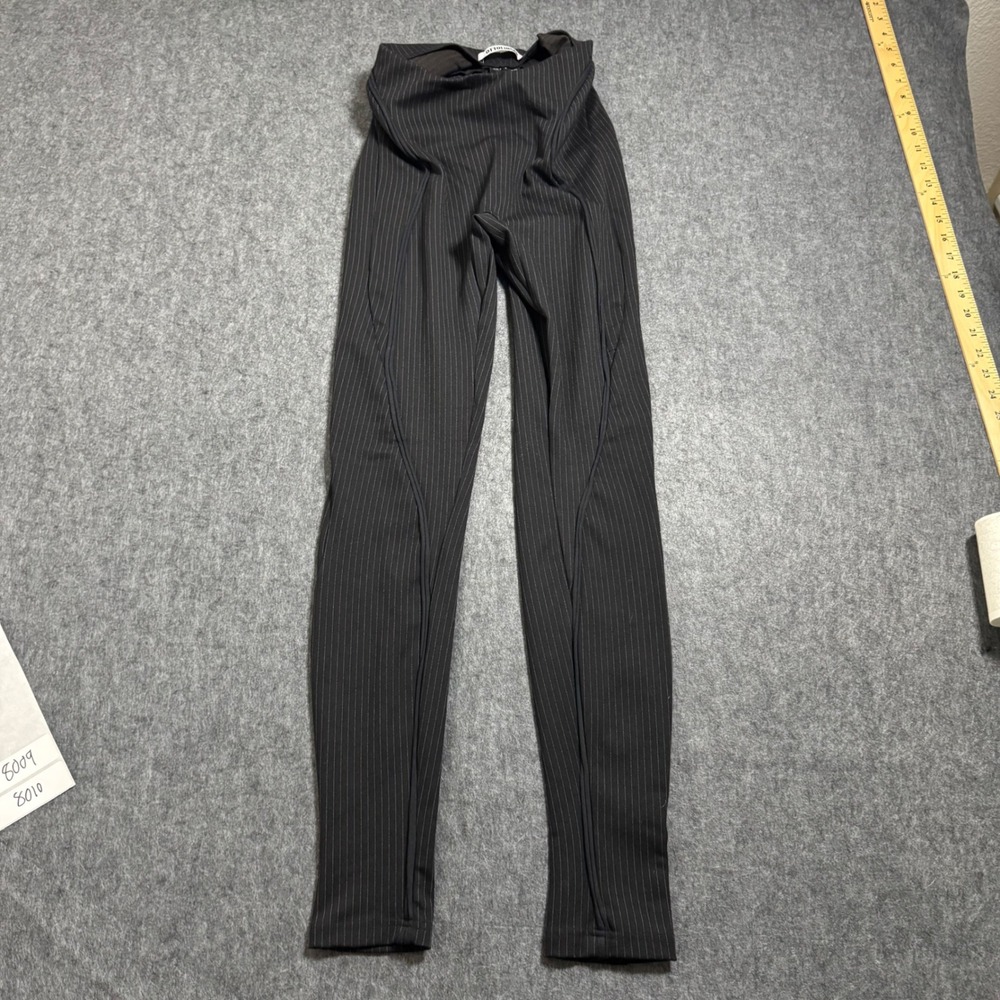 Ottolinger Womens Pinstripe Seam Detail Leggings Black Tan Size S